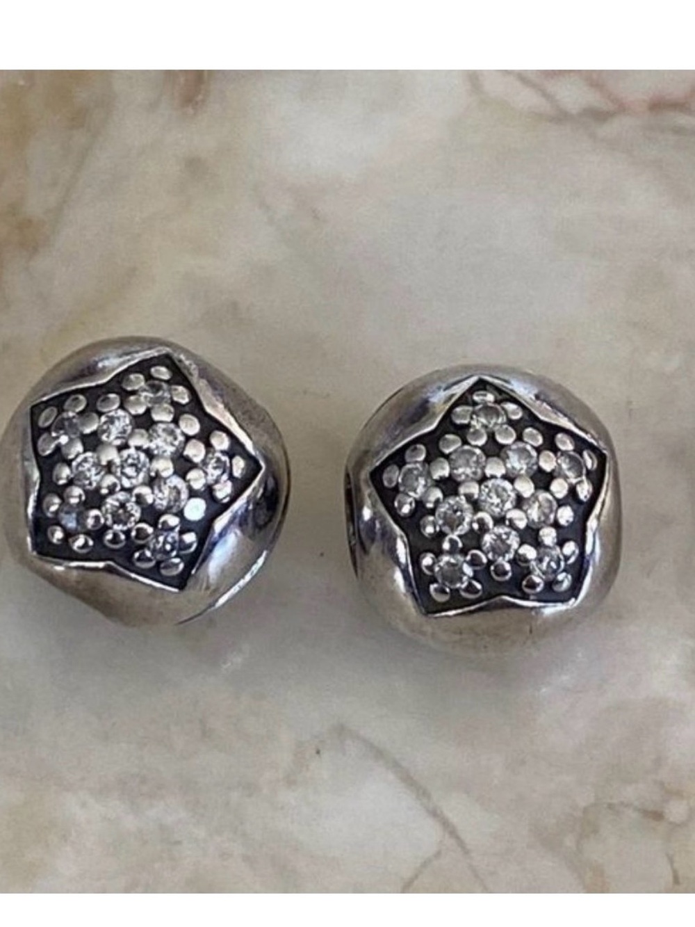 ✨ ⭐️ 2 PANDORA LARGE PAVÉ STAR CLIPS – MATCHING PAIR – BEAUTIFUL! ✨⭐️